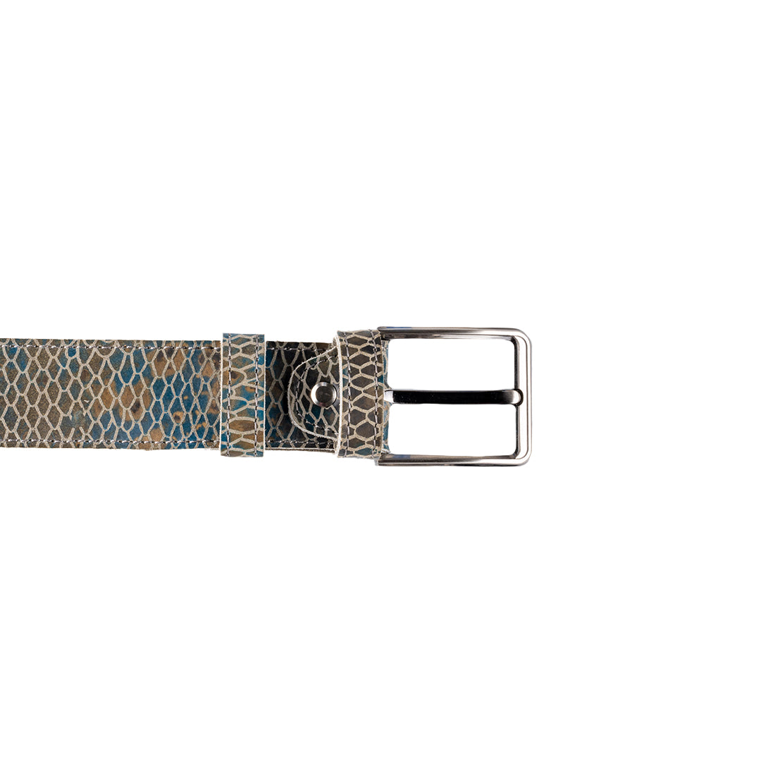 RM Serpente Beige & Jade Blue 4cm Belt