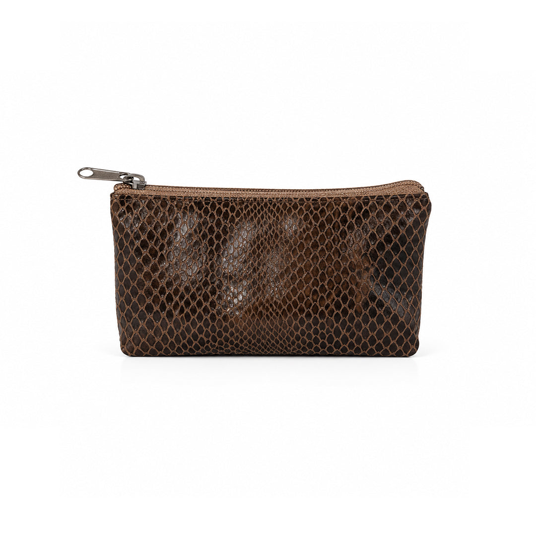 NAJA ZIP POUCH SNAKE EMBOSSED BROWN