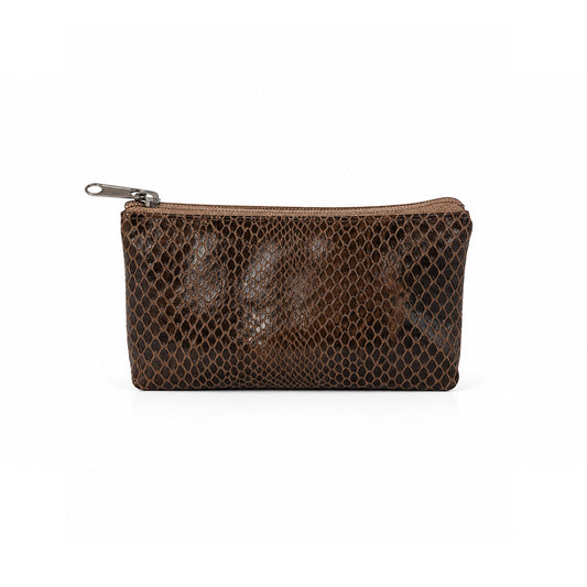 NAJA ZIP POUCH SNAKE EMBOSSED BROWN