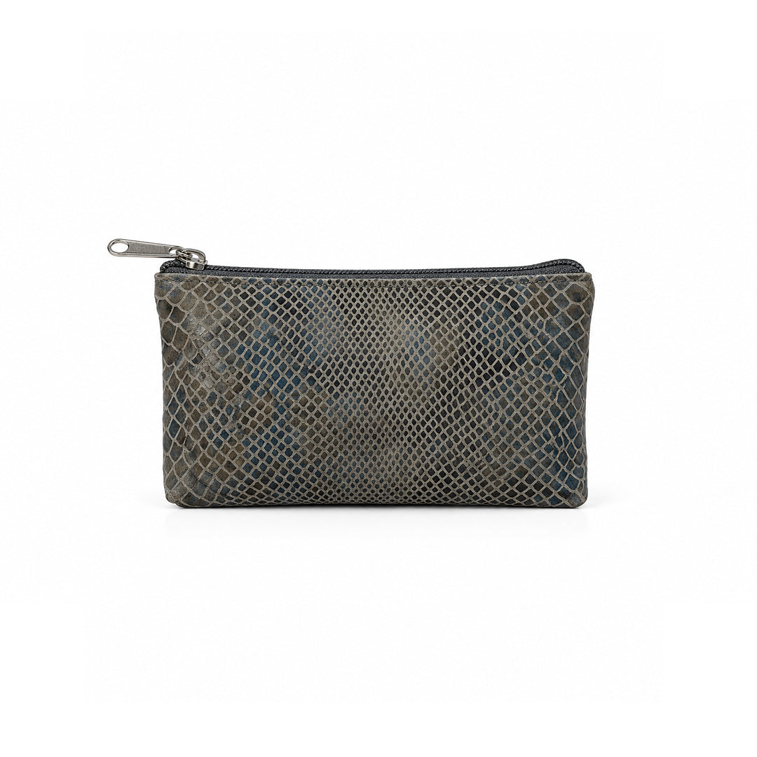 NAJA ZIP POUCH SNAKE EMBOSSED DISTRESSED BLUE