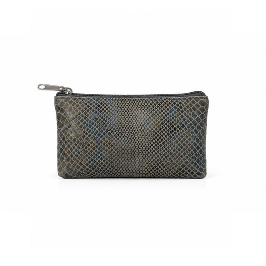 NAJA ZIP POUCH SNAKE EMBOSSED DISTRESSED BLUE
