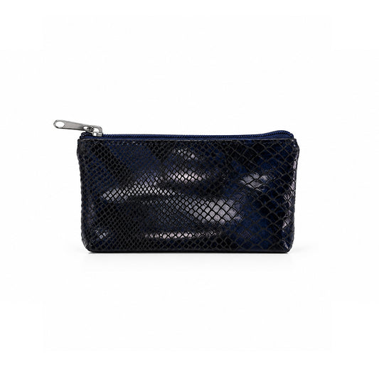 NAJA ZIP POUCH SNAKE EMBOSSED MIDNIGHT NAVY