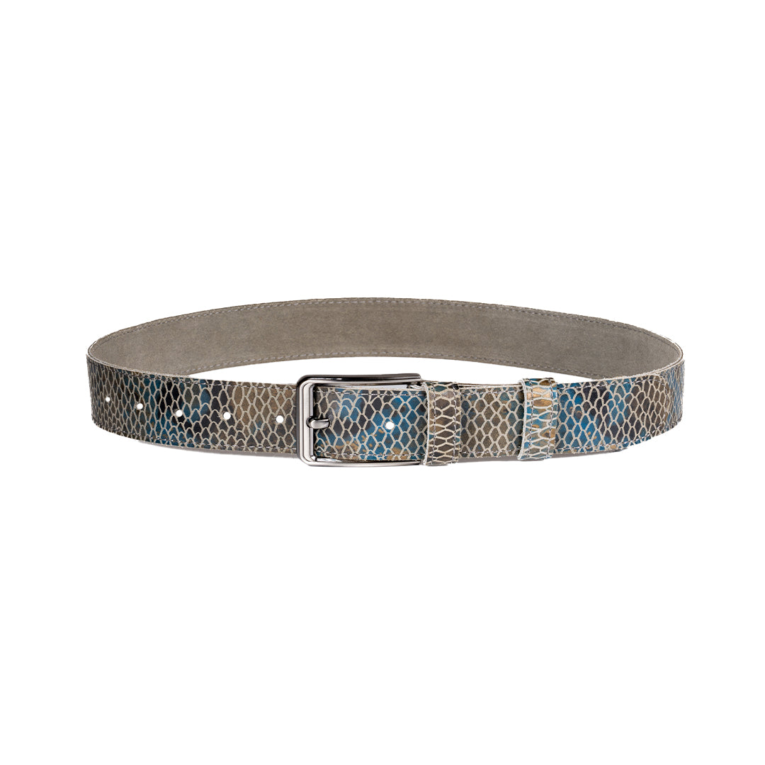 RM Serpente Beige & Jade Blue 4cm Belt